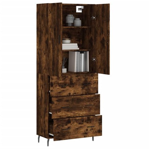 vidaXL Highboard Räuchereiche 69,5x34x180 cm Holzwerkstoff