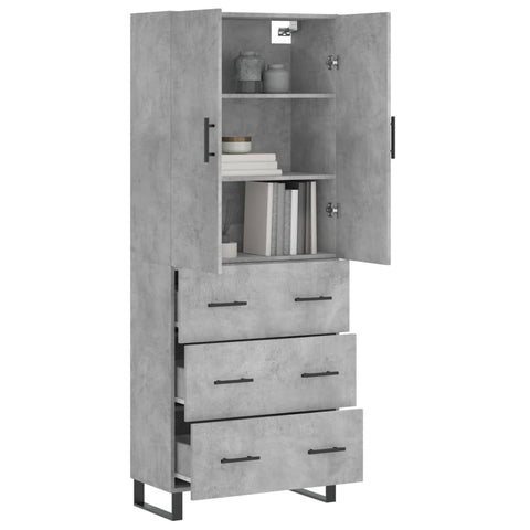 vidaXL Highboard Betongrau 69,5x34x180 cm Holzwerkstoff