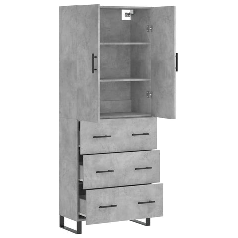 vidaXL Highboard Betongrau 69,5x34x180 cm Holzwerkstoff