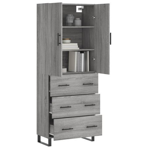 vidaXL Highboard Grau Sonoma 69,5x34x180 cm Holzwerkstoff