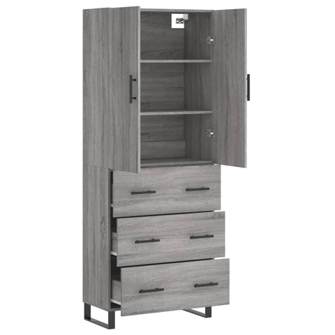 vidaXL Highboard Grau Sonoma 69,5x34x180 cm Holzwerkstoff