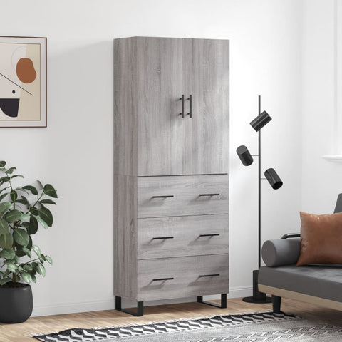 vidaXL Highboard Grau Sonoma 69,5x34x180 cm Holzwerkstoff