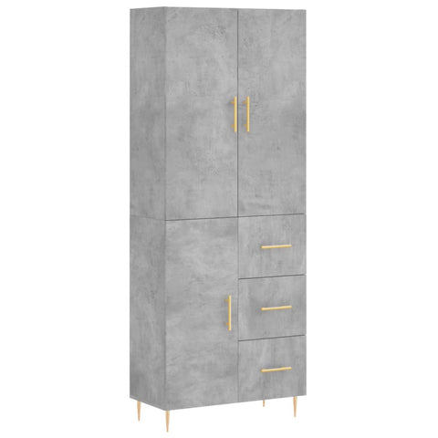 vidaXL Highboard Betongrau 69,5x34x180 cm Holzwerkstoff