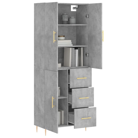 vidaXL Highboard Betongrau 69,5x34x180 cm Holzwerkstoff