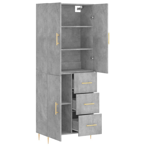 vidaXL Highboard Betongrau 69,5x34x180 cm Holzwerkstoff