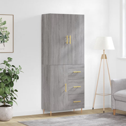 vidaXL Highboard Grau Sonoma 69,5x34x180 cm Holzwerkstoff