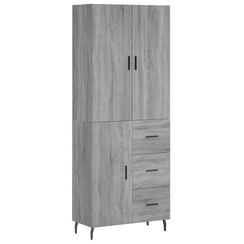 Highboard Grau Sonoma 69,5x34x180 cm Holzwerkstoff