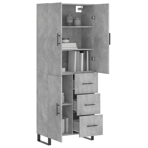 vidaXL Highboard Betongrau 69,5x34x180 cm Holzwerkstoff