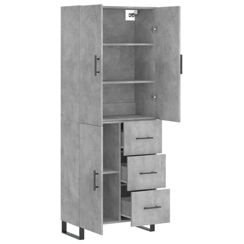 vidaXL Highboard Betongrau 69,5x34x180 cm Holzwerkstoff