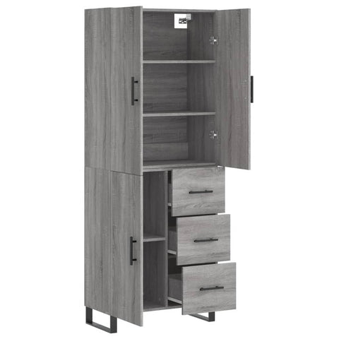 vidaXL Highboard Grau Sonoma 69,5x34x180 cm Holzwerkstoff