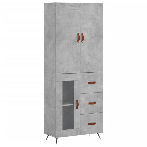 vidaXL Highboard Betongrau 69,5x34x180 cm Holzwerkstoff