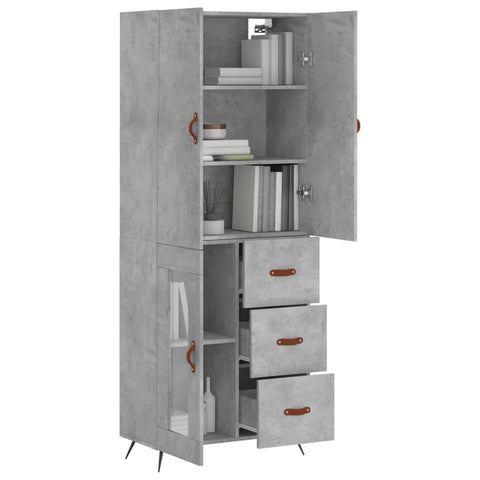 vidaXL Highboard Betongrau 69,5x34x180 cm Holzwerkstoff