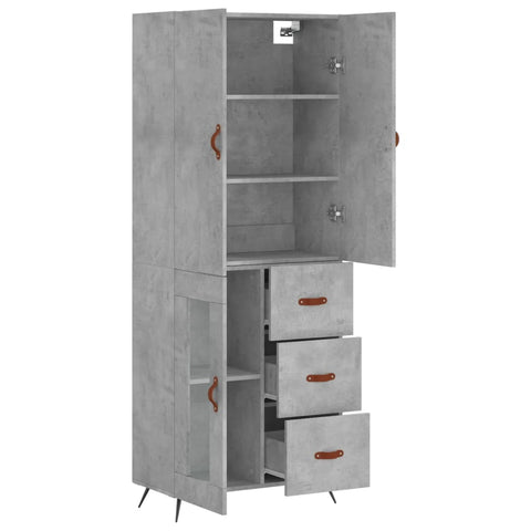 vidaXL Highboard Betongrau 69,5x34x180 cm Holzwerkstoff