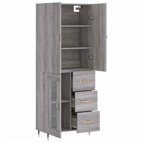 vidaXL Highboard Grau Sonoma 69,5x34x180 cm Holzwerkstoff