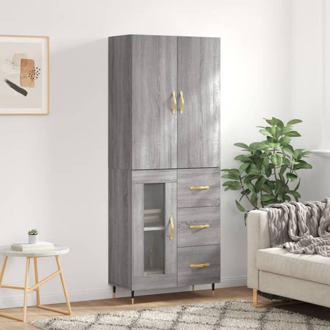 vidaXL Highboard Grau Sonoma 69,5x34x180 cm Holzwerkstoff