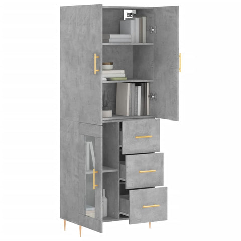 vidaXL Highboard Betongrau 69,5x34x180 cm Holzwerkstoff