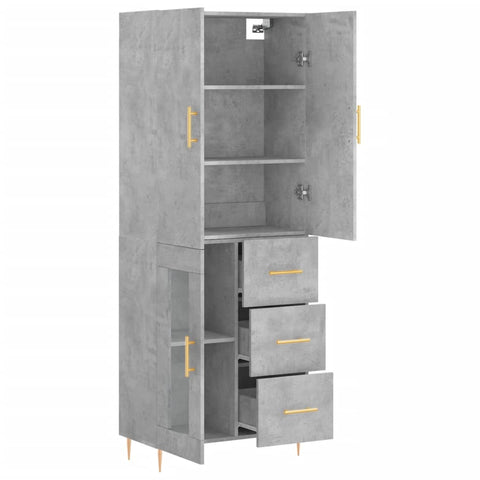 vidaXL Highboard Betongrau 69,5x34x180 cm Holzwerkstoff