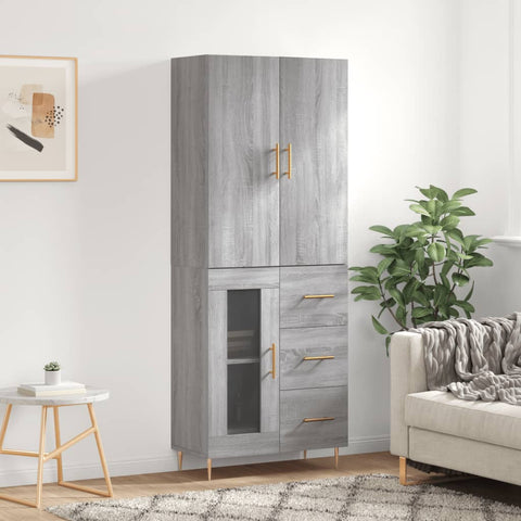 vidaXL Highboard Grau Sonoma 69,5x34x180 cm Holzwerkstoff