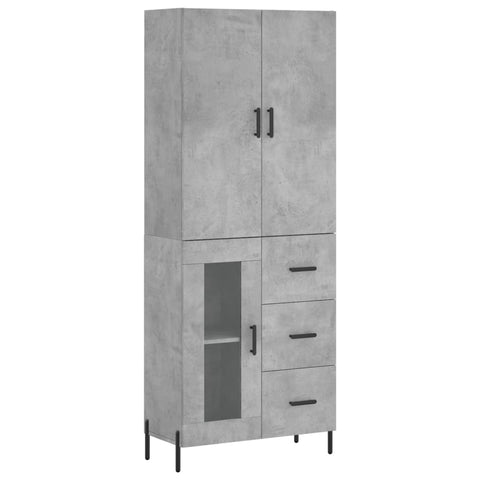 vidaXL Highboard Betongrau 69,5x34x180 cm Holzwerkstoff