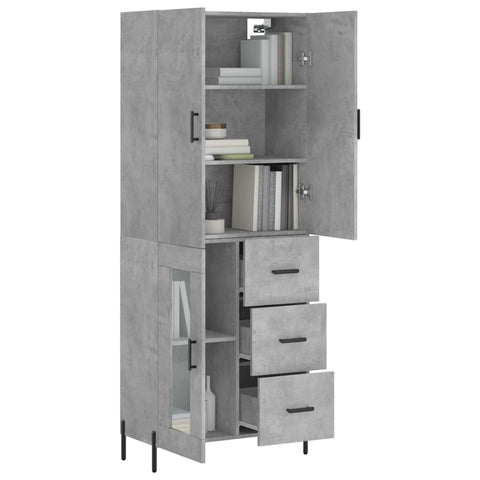 vidaXL Highboard Betongrau 69,5x34x180 cm Holzwerkstoff