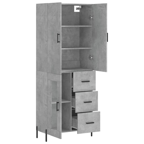 vidaXL Highboard Betongrau 69,5x34x180 cm Holzwerkstoff