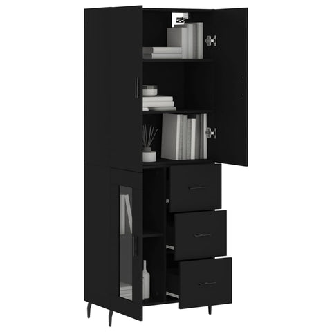 vidaXL Highboard Schwarz 69,5x34x180 cm Holzwerkstoff