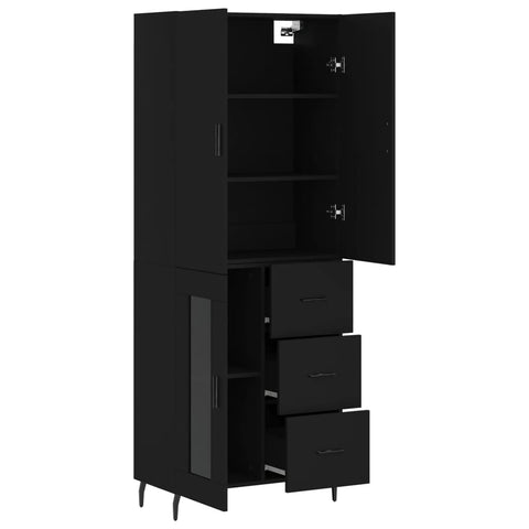 vidaXL Highboard Schwarz 69,5x34x180 cm Holzwerkstoff