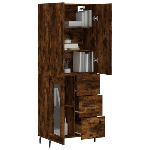 vidaXL Highboard Räuchereiche 69,5x34x180 cm Holzwerkstoff