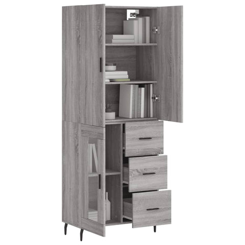 Highboard Grau Sonoma 69,5x34x180 cm Holzwerkstoff