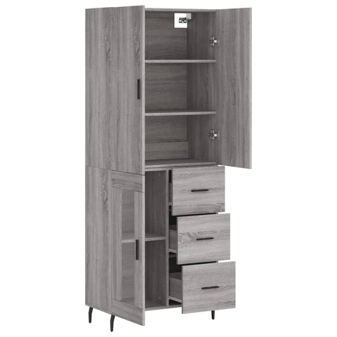 Highboard Grau Sonoma 69,5x34x180 cm Holzwerkstoff