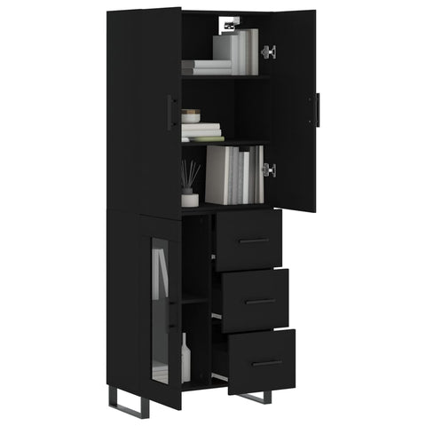 vidaXL Highboard Schwarz 69,5x34x180 cm Holzwerkstoff