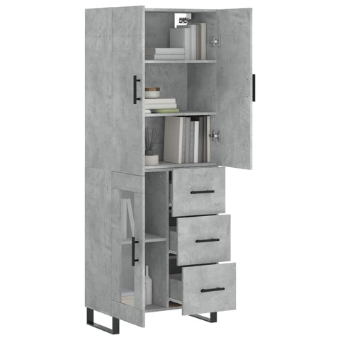 vidaXL Highboard Betongrau 69,5x34x180 cm Holzwerkstoff