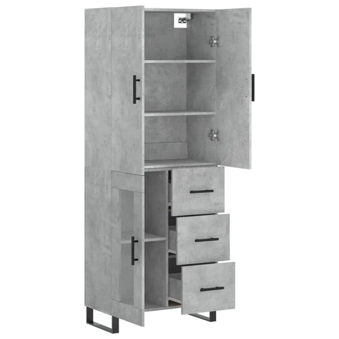 vidaXL Highboard Betongrau 69,5x34x180 cm Holzwerkstoff