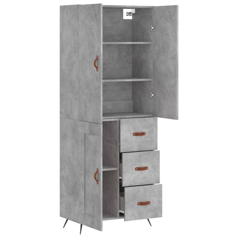 vidaXL Highboard Betongrau 69,5x34x180 cm Holzwerkstoff