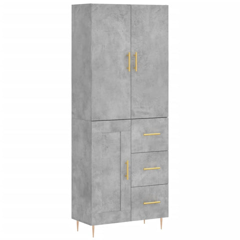 vidaXL Highboard Betongrau 69,5x34x180 cm Holzwerkstoff