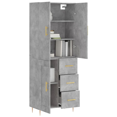 vidaXL Highboard Betongrau 69,5x34x180 cm Holzwerkstoff