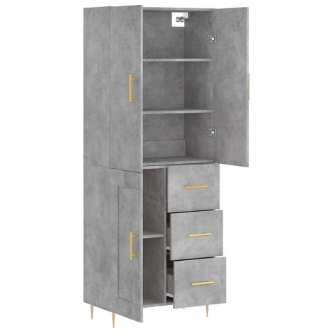 vidaXL Highboard Betongrau 69,5x34x180 cm Holzwerkstoff