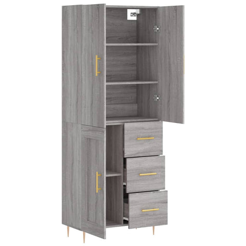 vidaXL Highboard Grau Sonoma 69,5x34x180 cm Holzwerkstoff