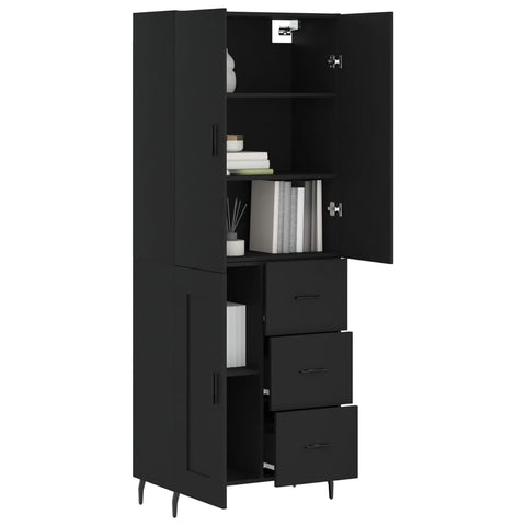 vidaXL Highboard Schwarz 69,5x34x180 cm Holzwerkstoff