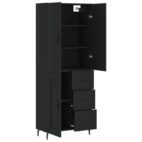 vidaXL Highboard Schwarz 69,5x34x180 cm Holzwerkstoff