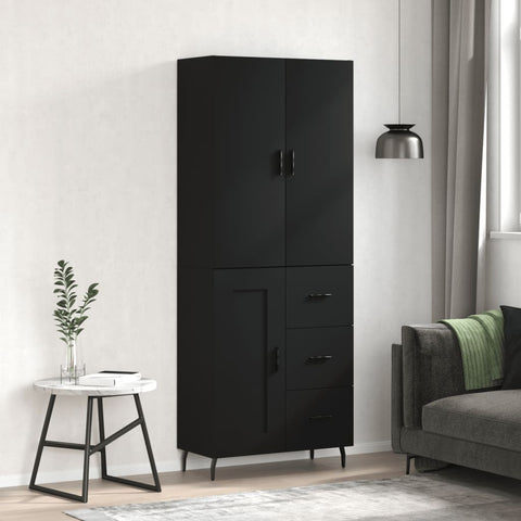 vidaXL Highboard Schwarz 69,5x34x180 cm Holzwerkstoff