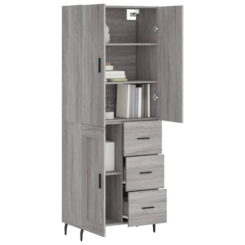 vidaXL Highboard Grau Sonoma 69,5x34x180 cm Holzwerkstoff