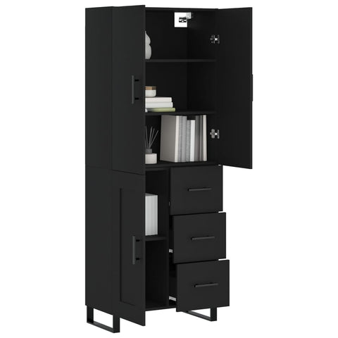 vidaXL Highboard Schwarz 69,5x34x180 cm Holzwerkstoff