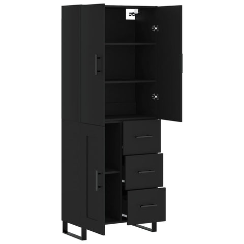 vidaXL Highboard Schwarz 69,5x34x180 cm Holzwerkstoff