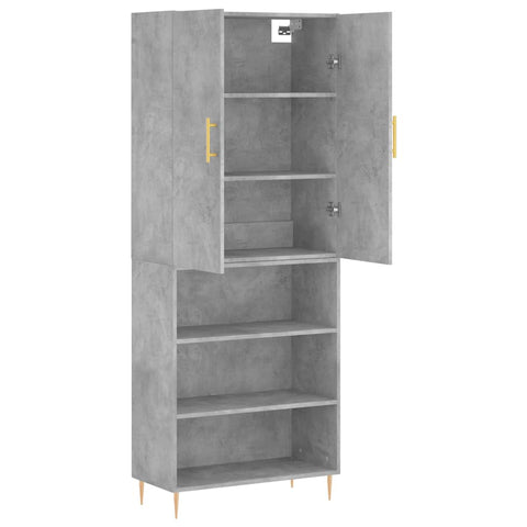 vidaXL Highboard Betongrau 69,5x34x180 cm Holzwerkstoff