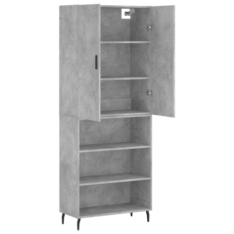 vidaXL Highboard Betongrau 69,5x34x180 cm Holzwerkstoff