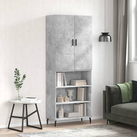 vidaXL Highboard Betongrau 69,5x34x180 cm Holzwerkstoff