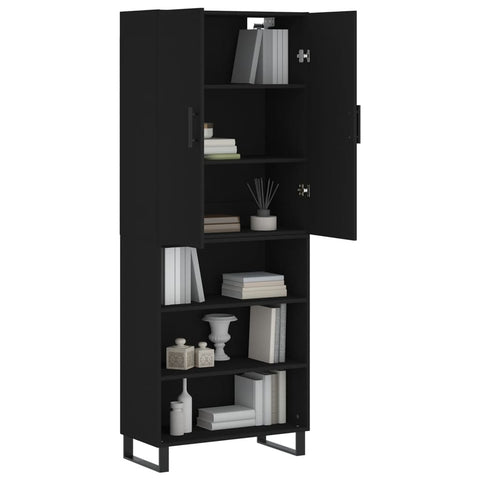 vidaXL Highboard Schwarz 69,5x34x180 cm Holzwerkstoff