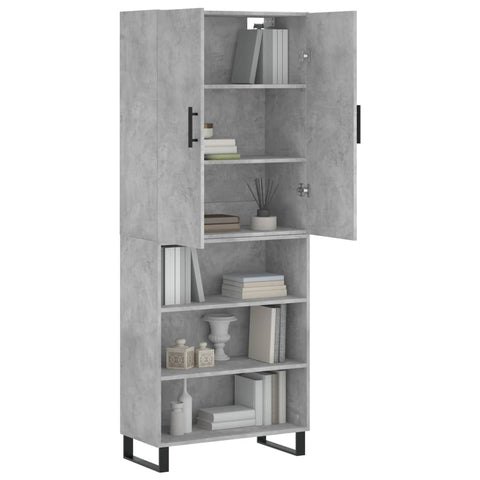 vidaXL Highboard Betongrau 69,5x34x180 cm Holzwerkstoff