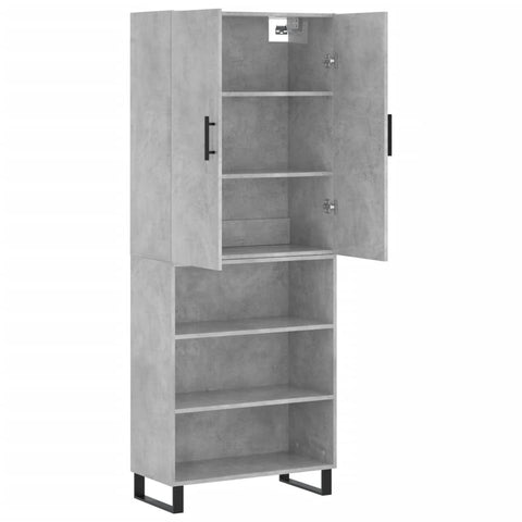 vidaXL Highboard Betongrau 69,5x34x180 cm Holzwerkstoff